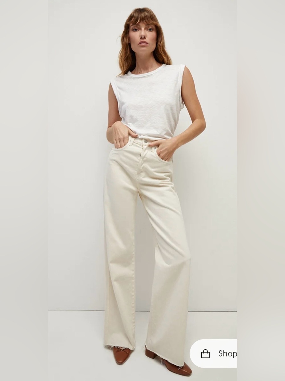Veronica beard Taylor Wide Leg High-Rise Jeans in ecru size 29
